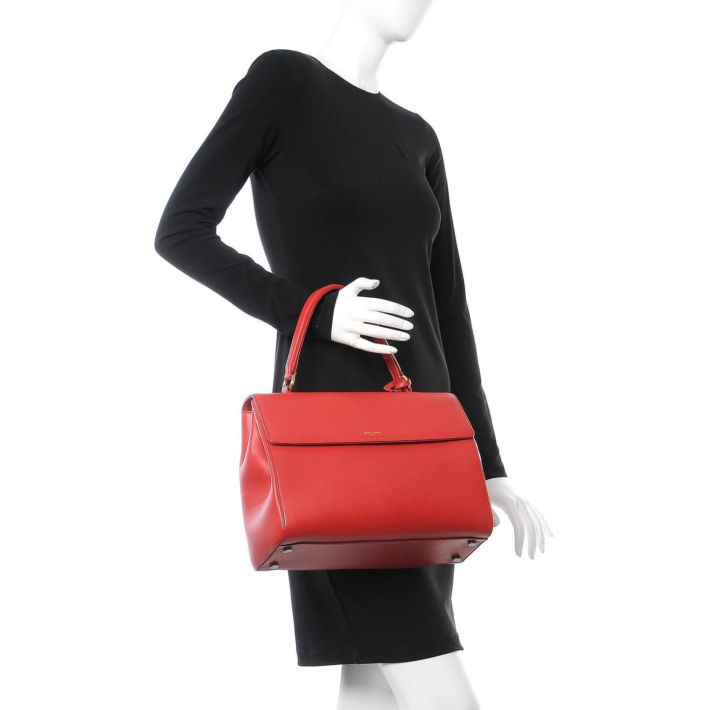 Calfskin Medium Moujik Top Handle Bag Lipstick Red