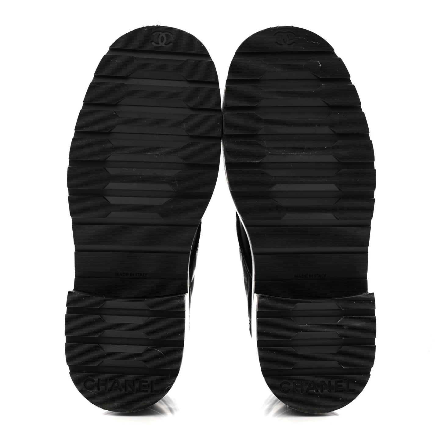 Shiny Calfskin Quilted Lace Up Combat Boots 36 Black