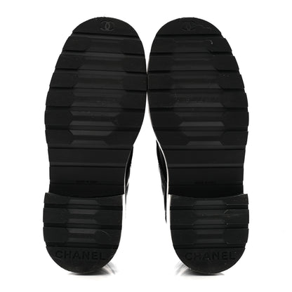 Chanel Shiny Calfskin Quilted Lace Up Combat Boots 36 Black 5 of 11