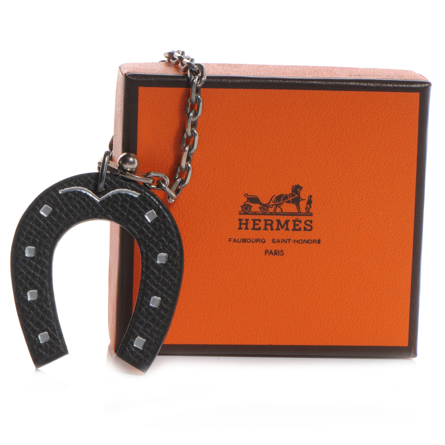 Epsom Lucky Horseshoe Key Ring Graphite Orange