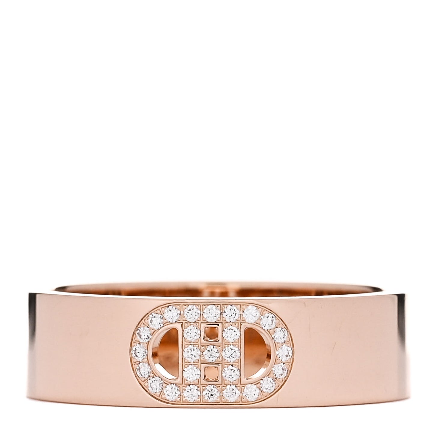 18K Rose Gold Diamond PM H D'Ancre Ring 55 7.25