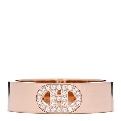 Hermes 18K Rose Gold Diamond PM H D'Ancre Ring 55 7.25 1 of 5