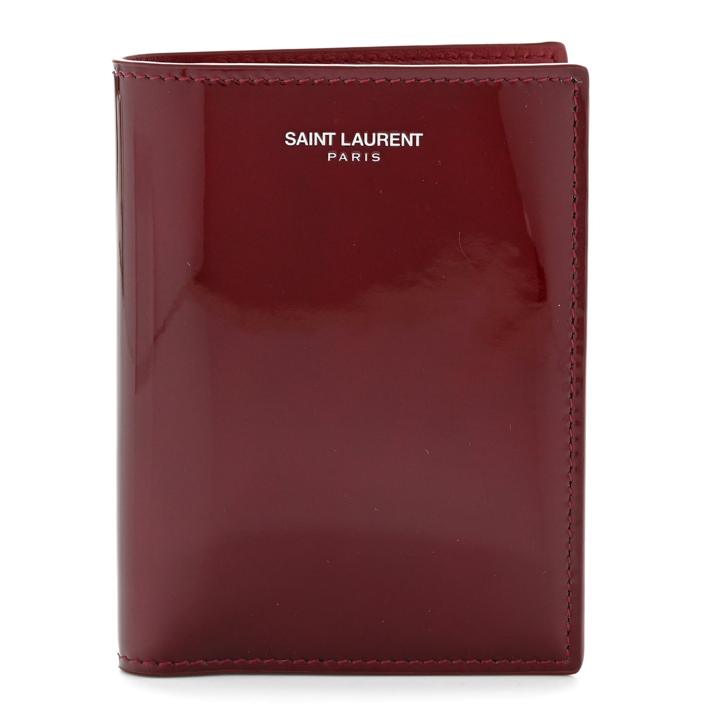 Patent Calfskin Credit Card Wallet Bordeaux