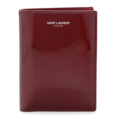 Saint Laurent Patent Calfskin Credit Card Wallet Bordeaux 1 of 8