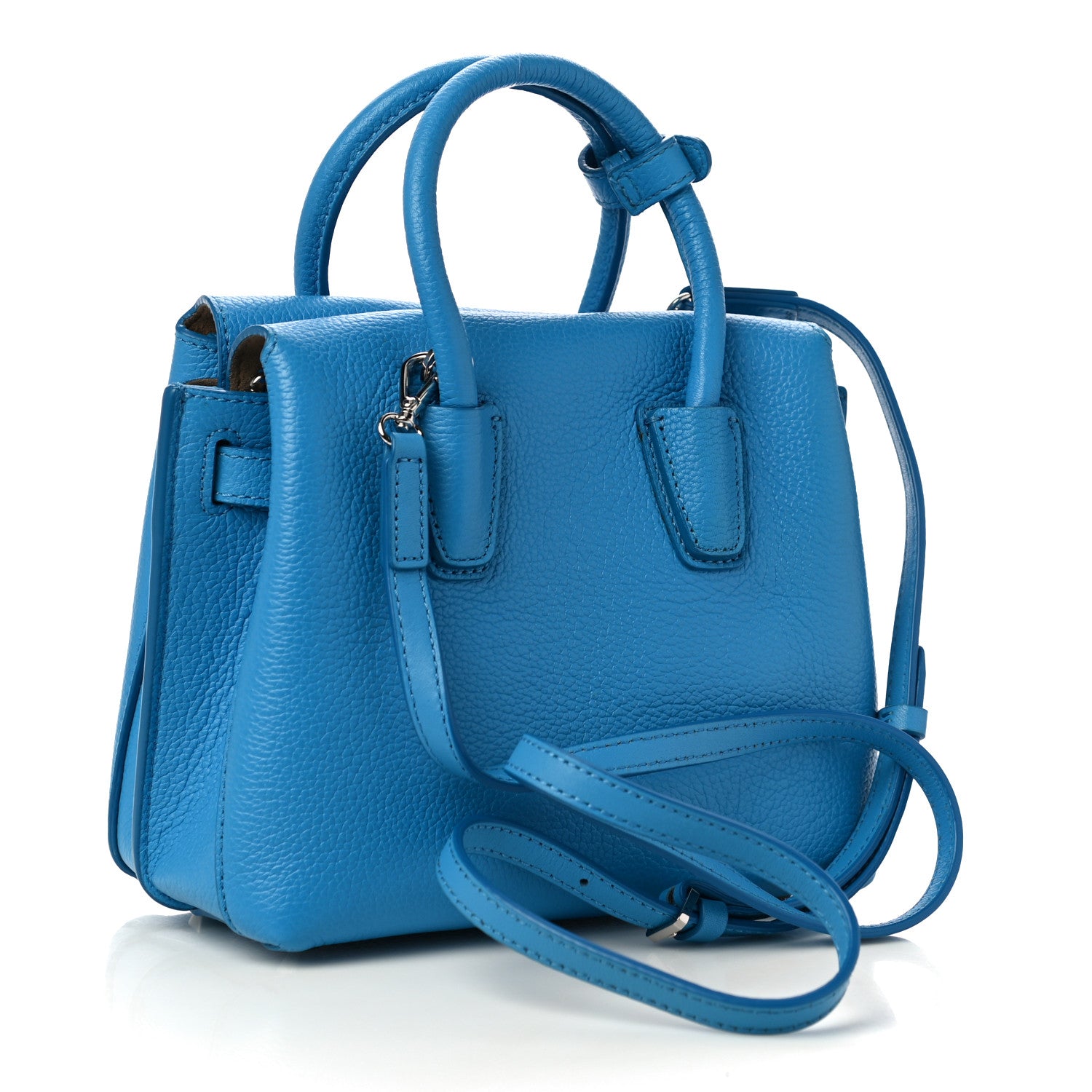 MCM Grained Calfskin Mini Milla Tote Sky Blue 3 of 8
