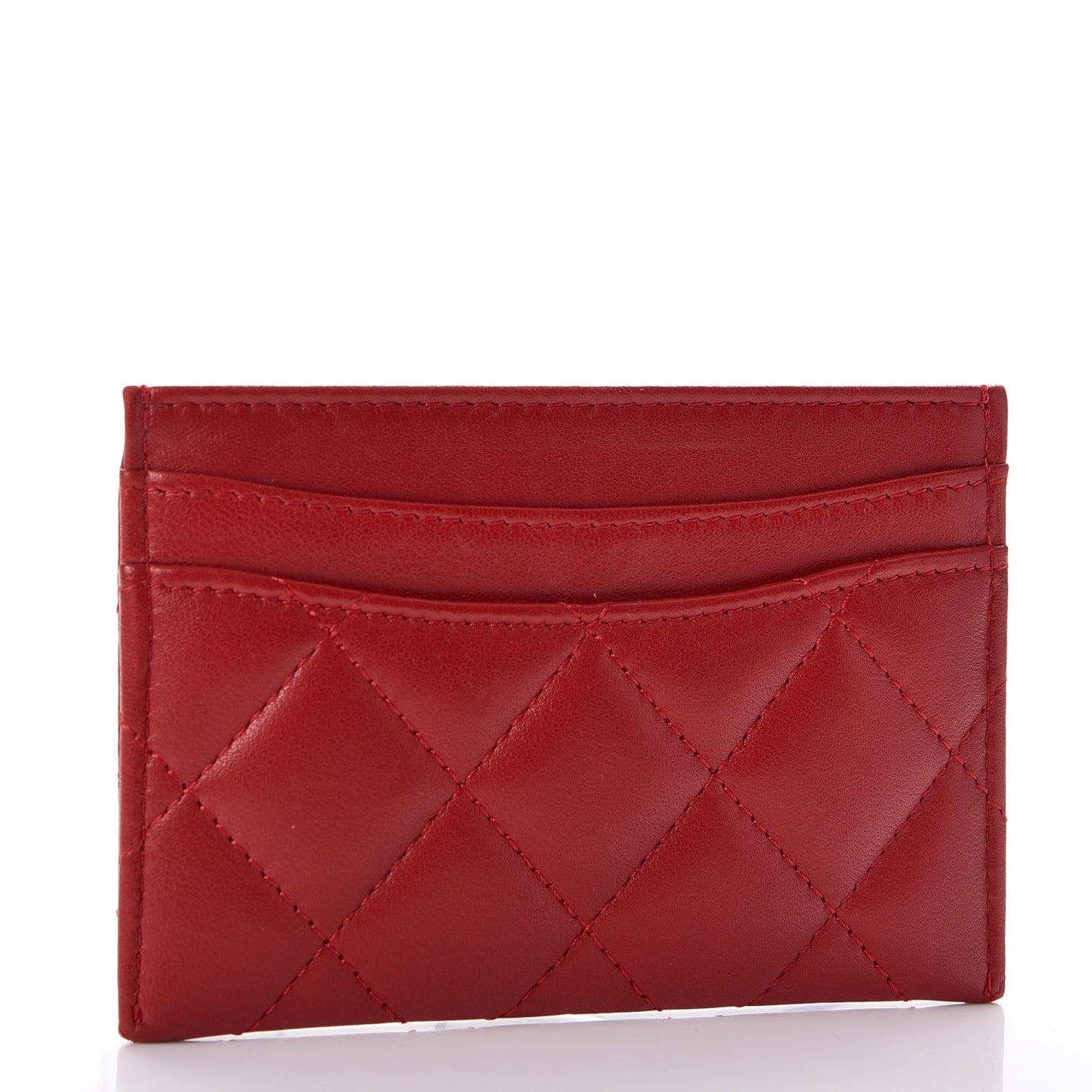 Lambskin Quilted Card Holder Red Pink