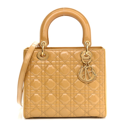 Christian Dior Patent Cannage Medium Lady Dior Beige 1 of 10