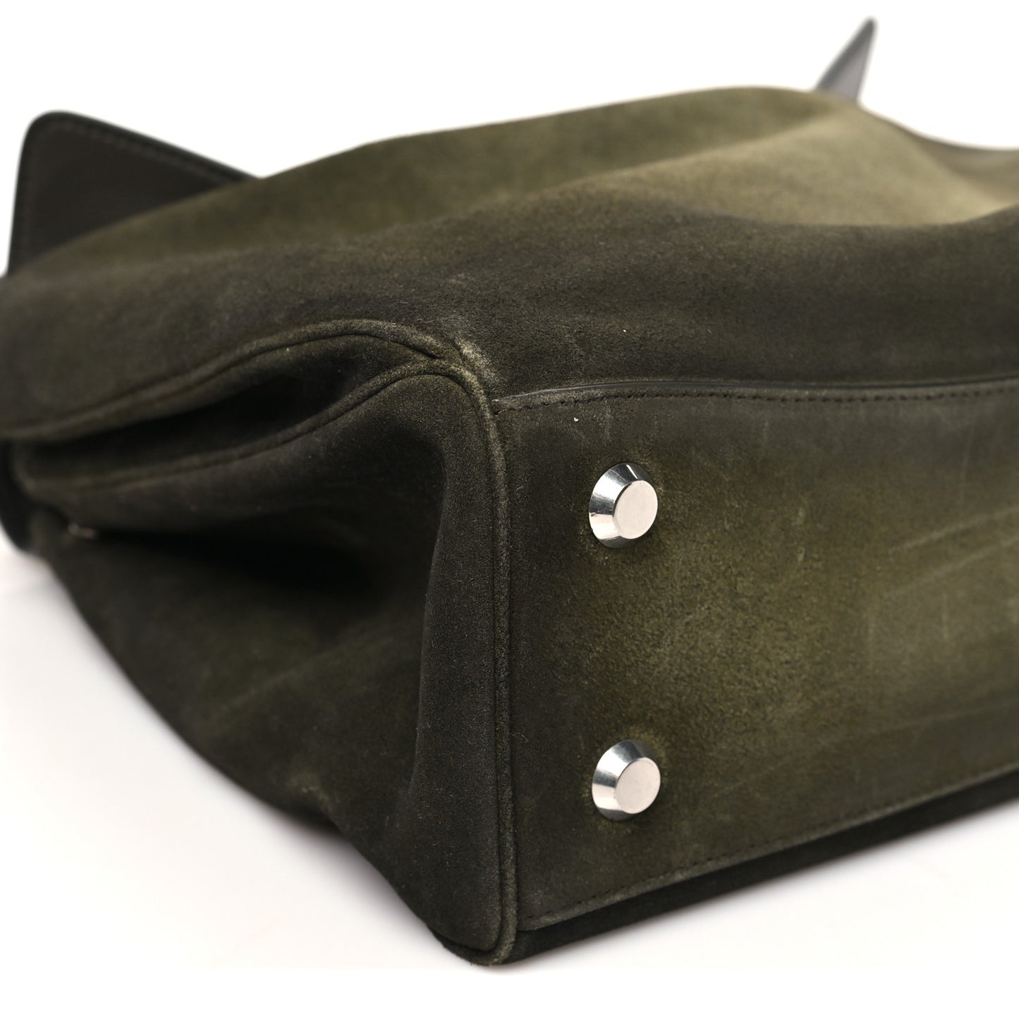Waxed Suede Calfskin Medium Rodeo Top Handle Handbag Khaki