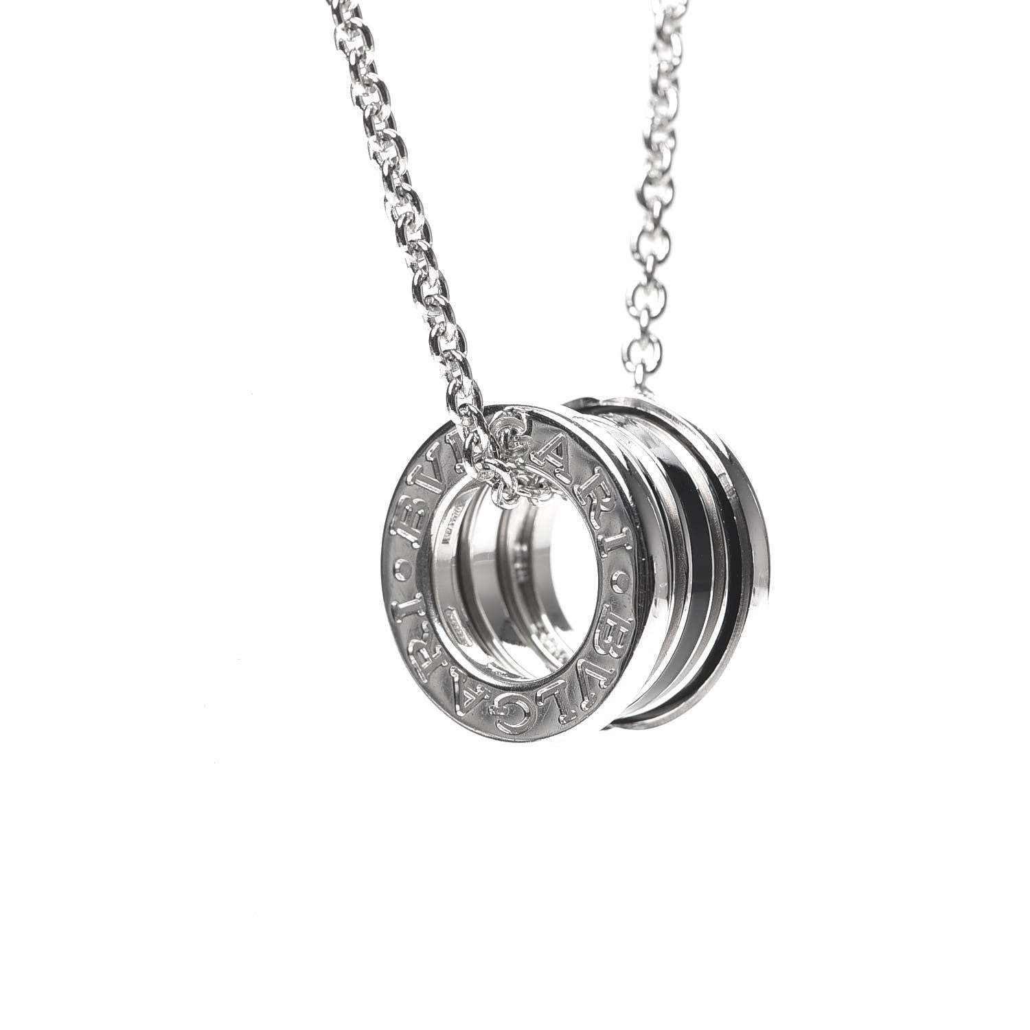 Bulgari 18K White Gold Black Enamel B.Zero1 Pendant Necklace 4 of 5