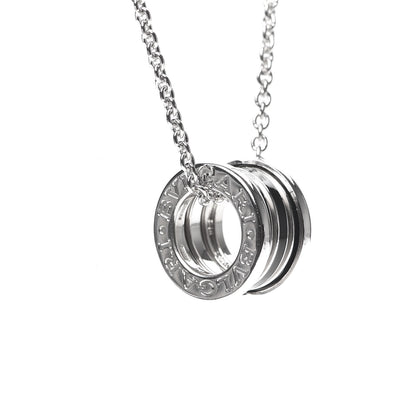 Bulgari 18K White Gold Black Enamel B.Zero1 Pendant Necklace 4 of 5
