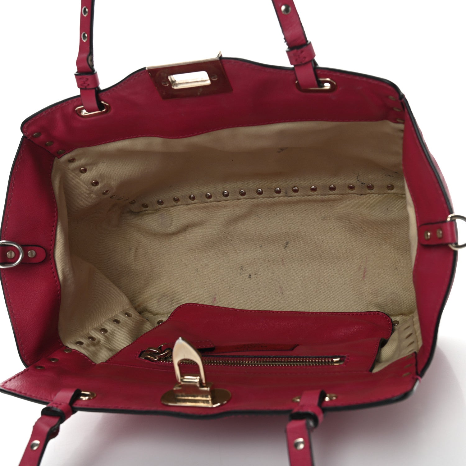 Valentino Garavani Vitello Small Rockstud Tote Cyclamin 8 of 11