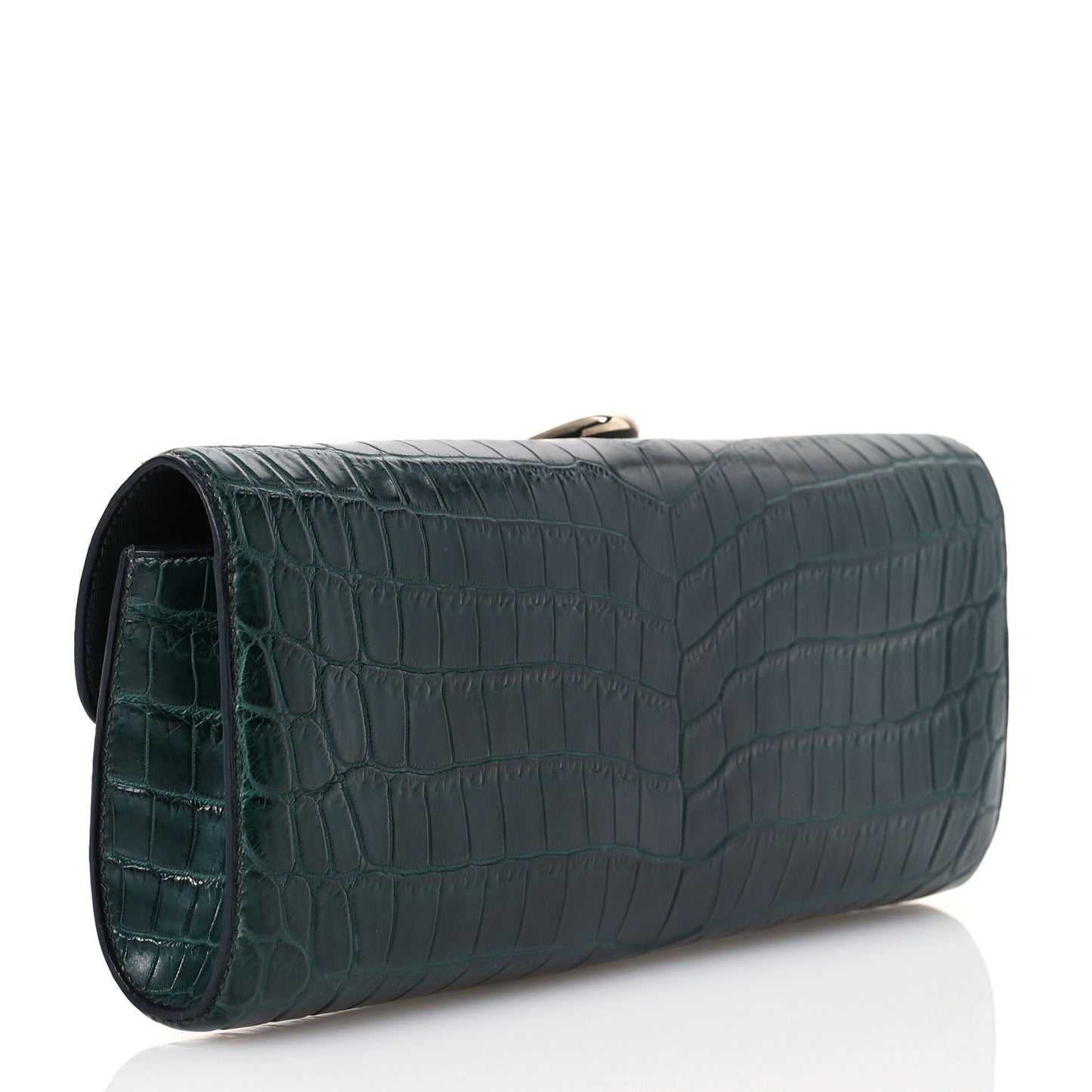 Matte Niloticus Crocodile Egee Clutch Vert Fonce