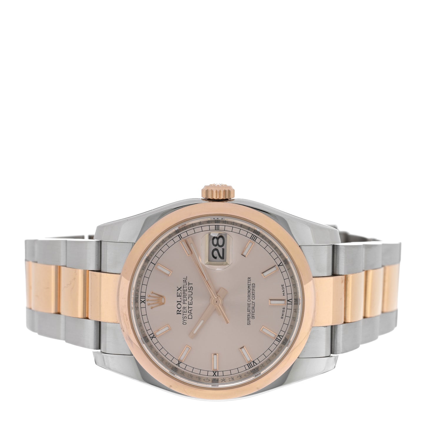 Stainless Steel 18K Everose Gold 36mm Oyster Perpetual Datejust Watch Pink 116201