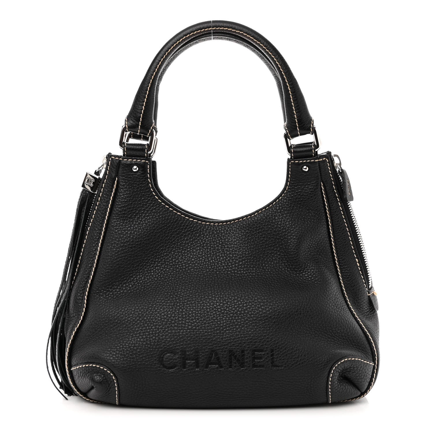 Chanel Grained Calfskin Tassel Hobo Black 1 of 12