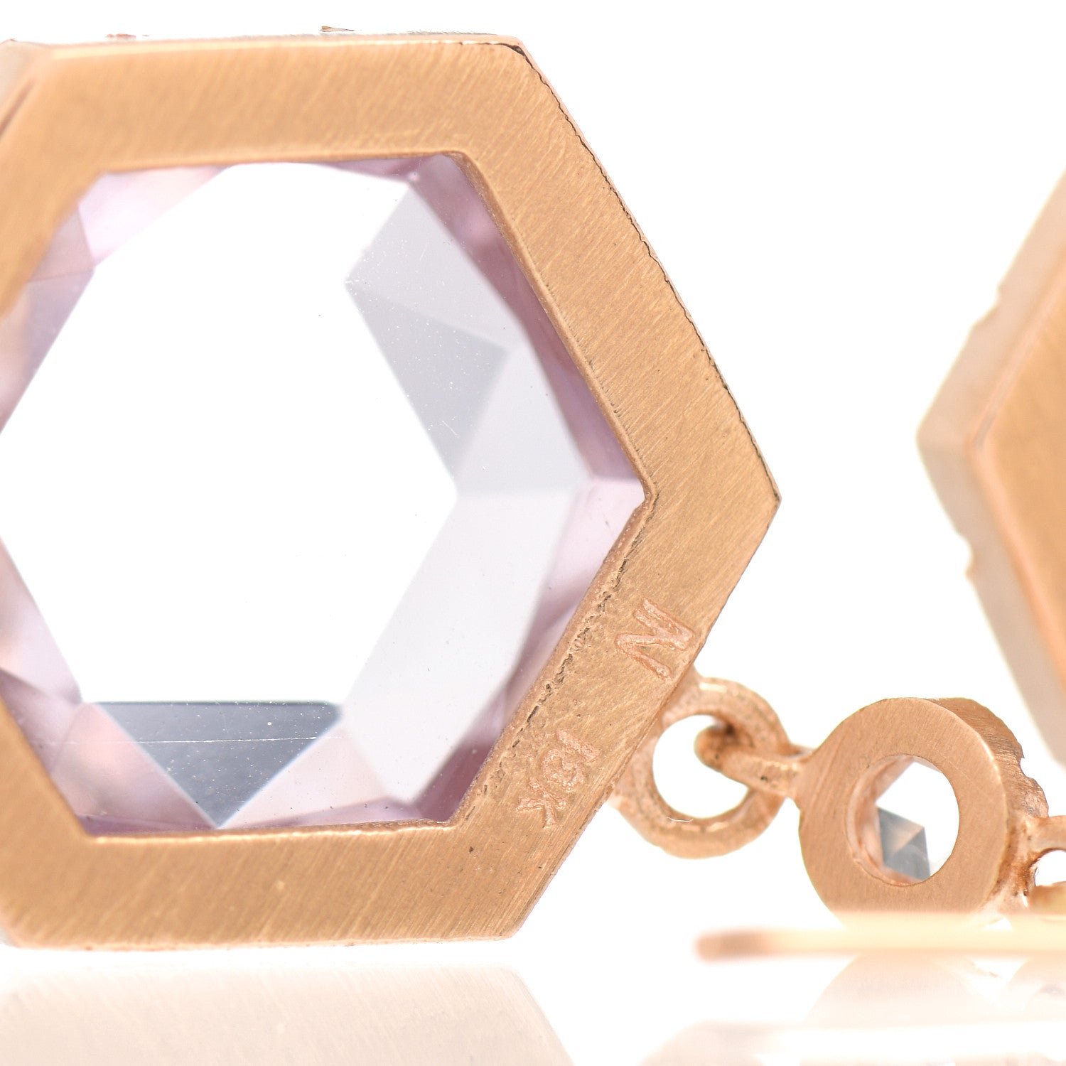 Irene Neuwirth 18K Rose Gold Amethyst Diamond Rose Cut Drop Earrings 4 of 4