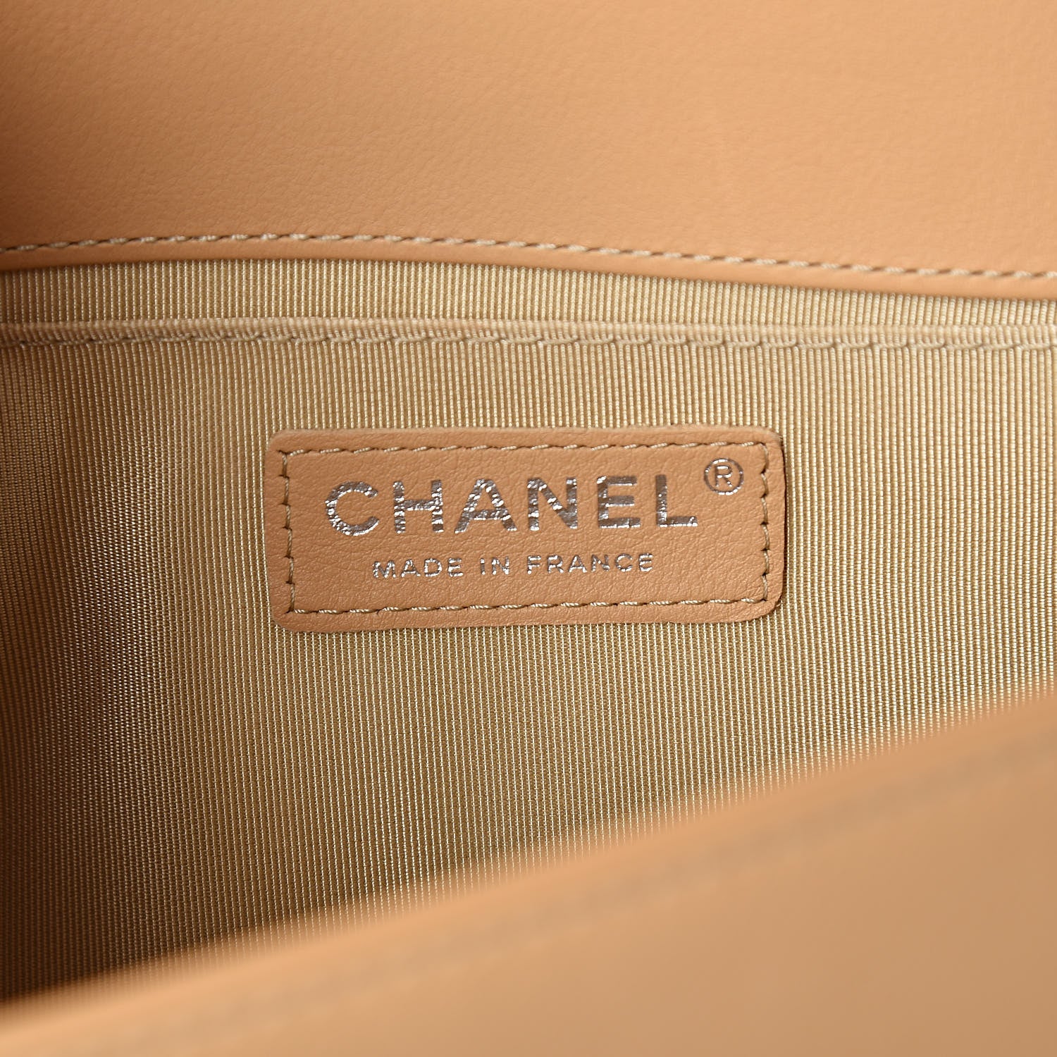 Chanel Calfskin Chevron Quilted Medium Boy Flap Beige 6 of 10