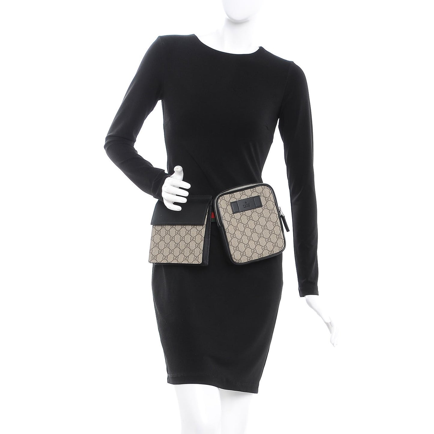 GG Supreme Monogram Web Belt Bag Black