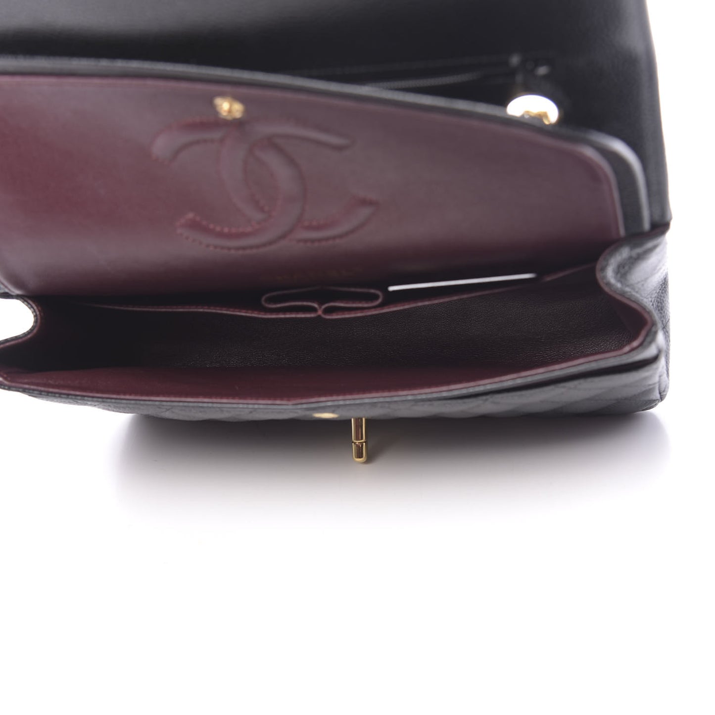 Caviar Quilted Medium Double Flap Black