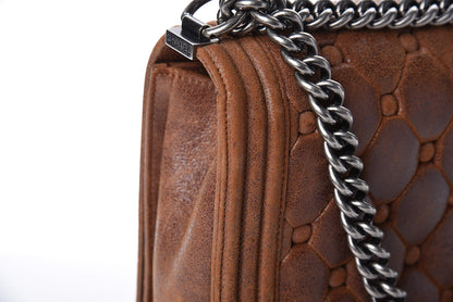 Chanel Nubuck Chesterfield Quilted Large Celtic Boy Flap Brown 8 of 10