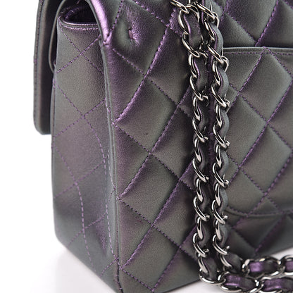 Chanel Iridescent Lambskin Quilted Medium Double Flap Dark Purple 14 of 16