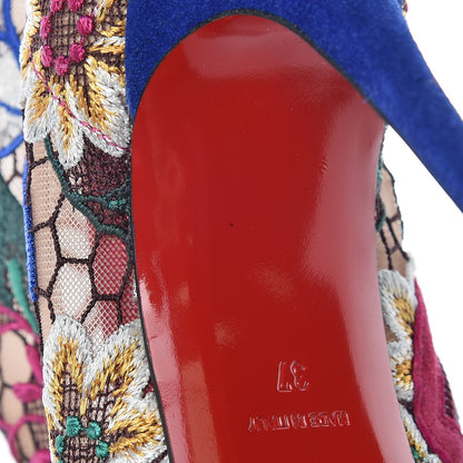 Christian Louboutin Mesh Guipure Wax LaceSuede Miss Tennis 100 Ankle Boots 37 Multicolor 7 of 9