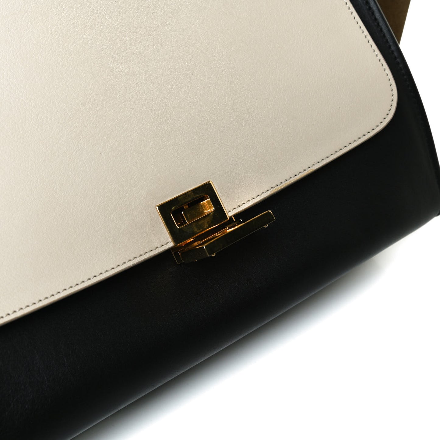 Smooth Calfskin Suede Medium Tri-Color Trapeze Cream Black Brown