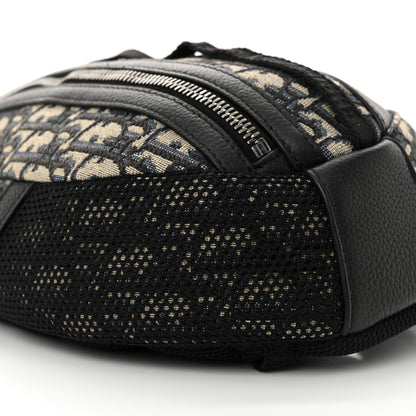 Christian Dior Grained Calfskin Oblique Scarab Sling Bag Blue Black 9 of 11