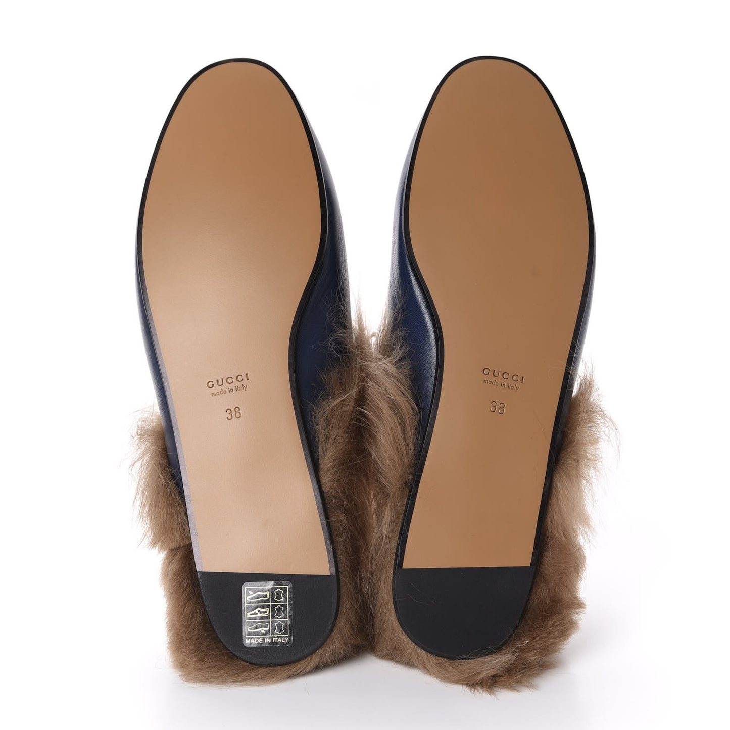 Malaga Kid Fur Womens Princetown Slippers 38 Blue Agata