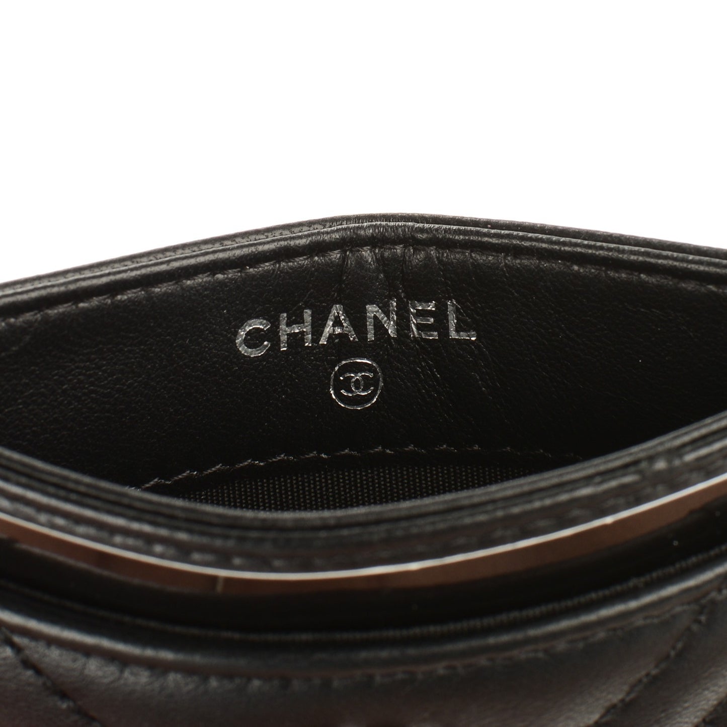 Lambskin Quilted CC Crossing Card Holder Black