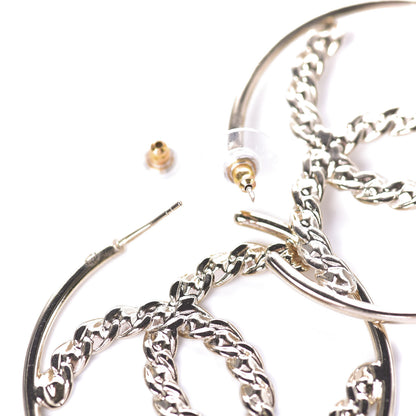 Chanel Crystal High Society CC Hoop Earrings Gold 3 of 5