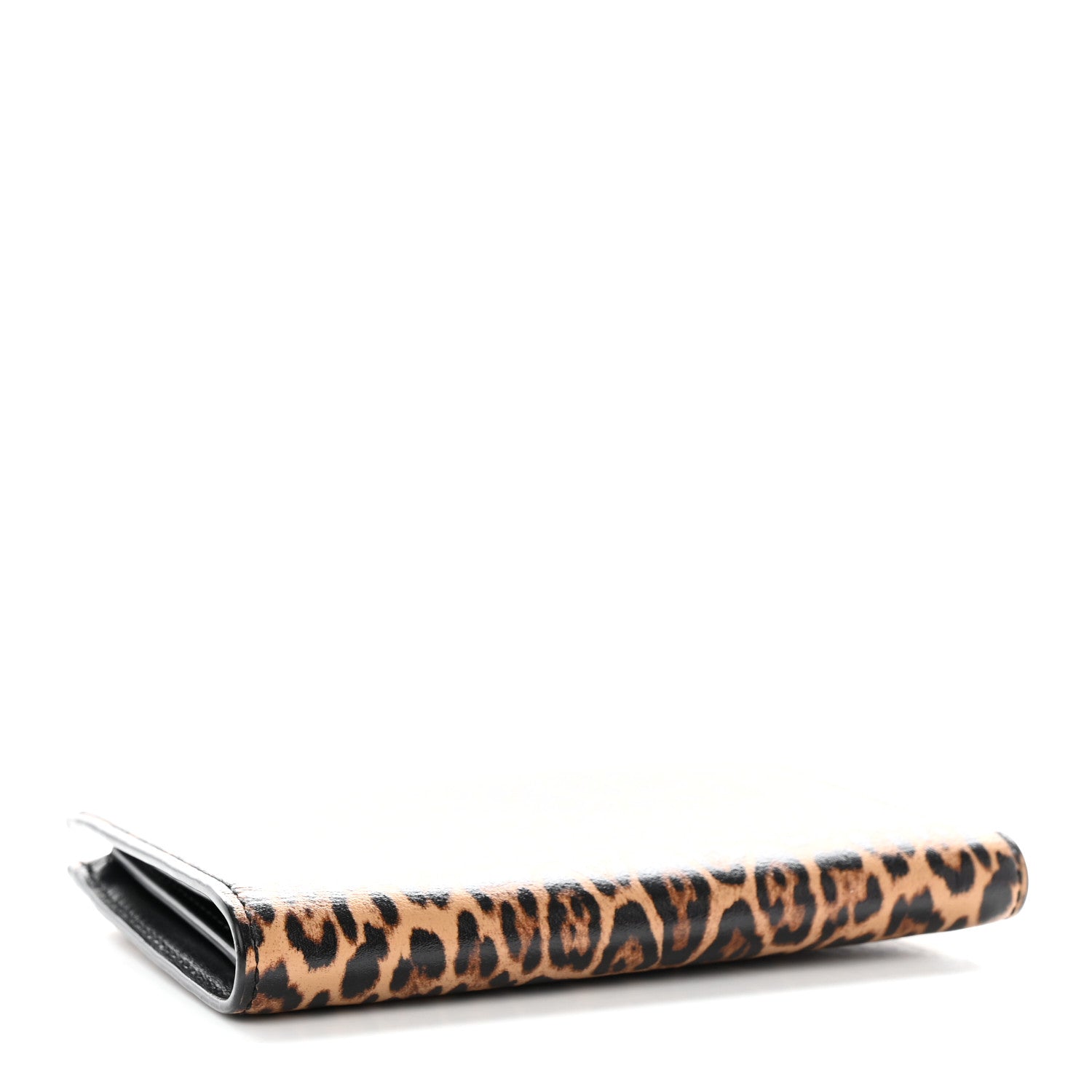 Saint Laurent Calfskin Leopard Printed Monogram Bi-Fold Zipped Wallet Black 4 of 10