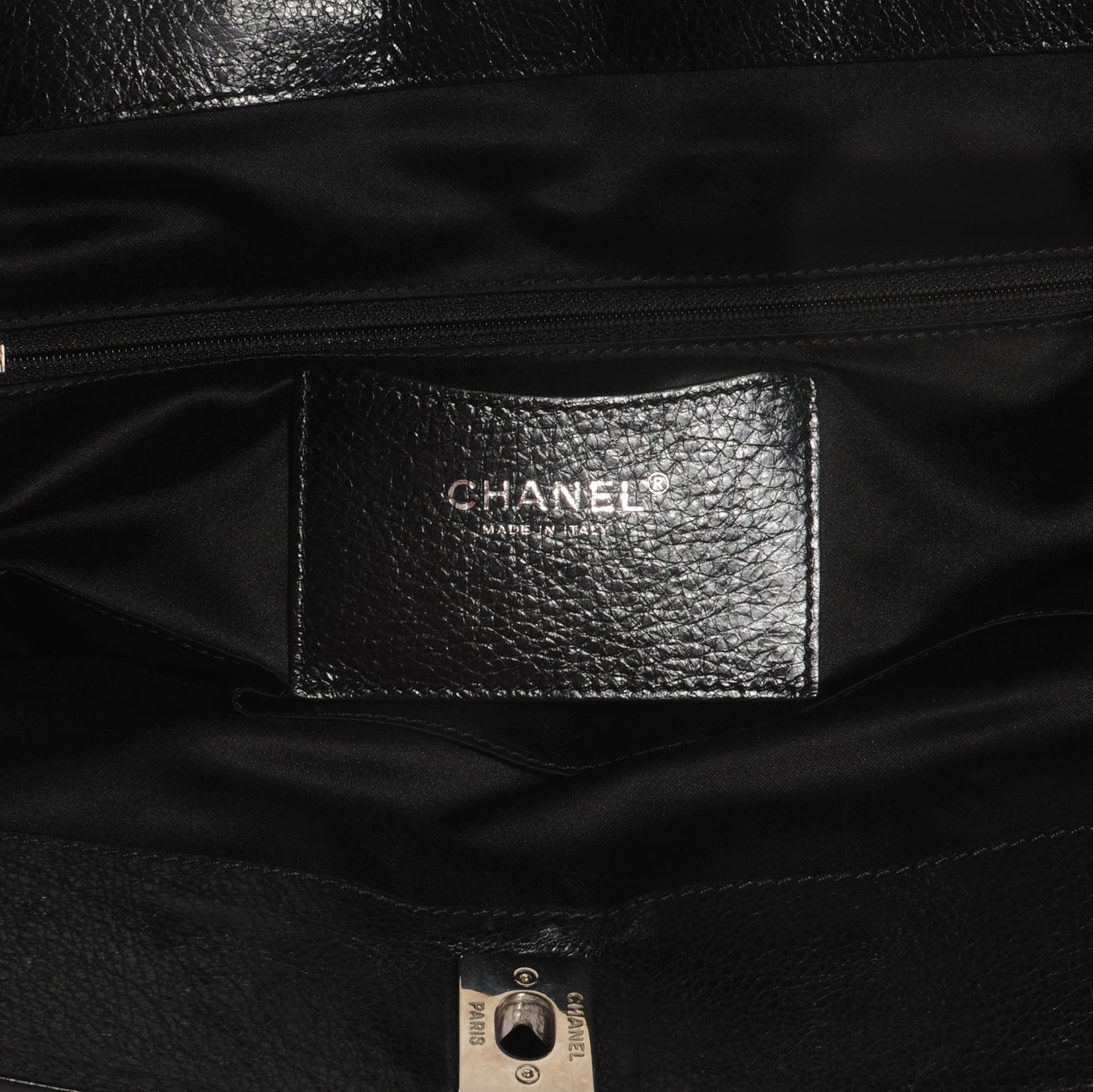 Glazed Calfskin Large On The Road Large Frame Tote Black