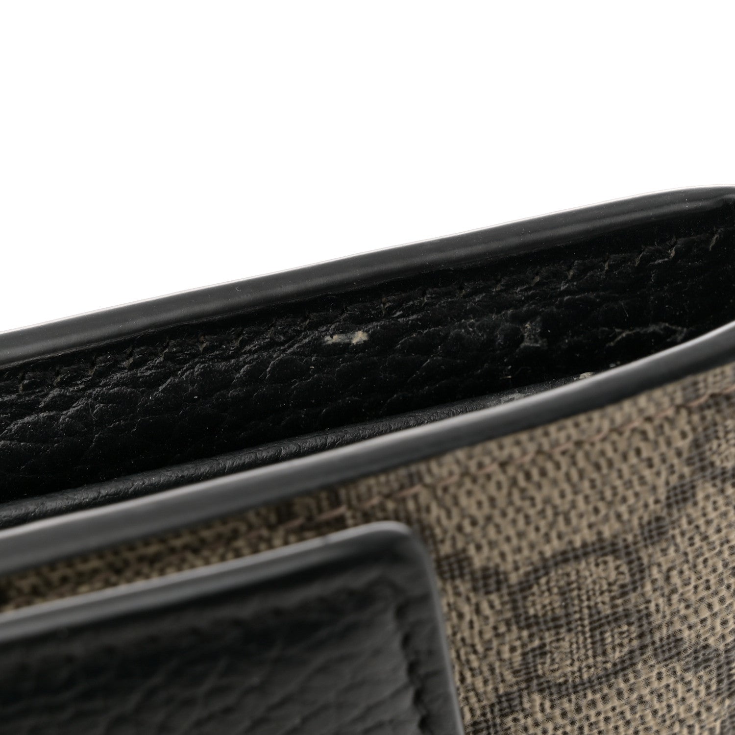 Gucci Dollar Calfskin GG Supreme Monogram Petite GG Marmont Wallet Chain Bag Black Beige Ebony 12 of 13