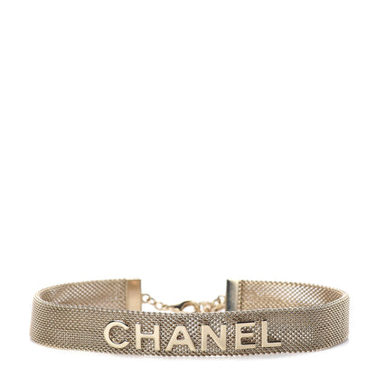 Chanel Mesh Ribbon Choker Necklace Gold 1 of 4