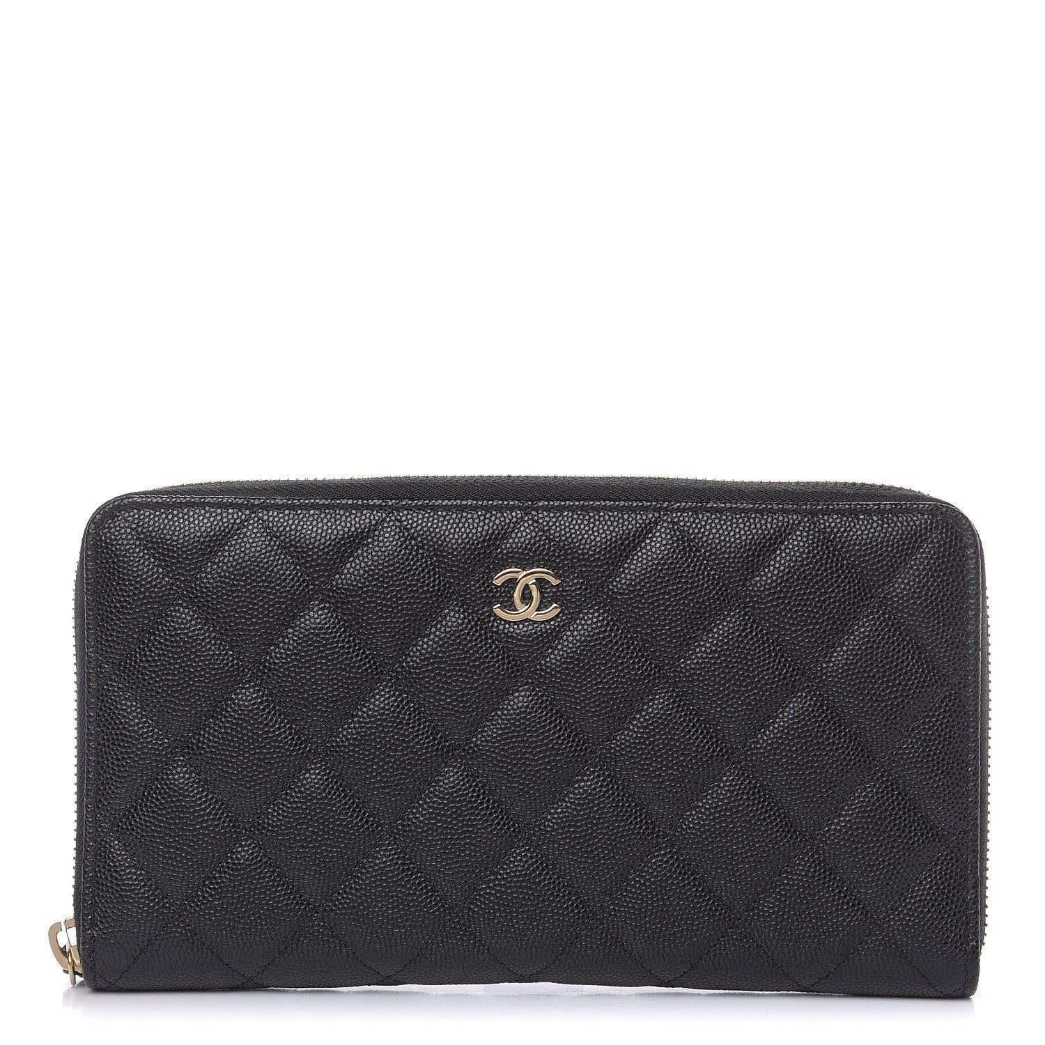 Chanel Caviar Quilted Large Zip Around Organizer Wallet Black 1 of 8