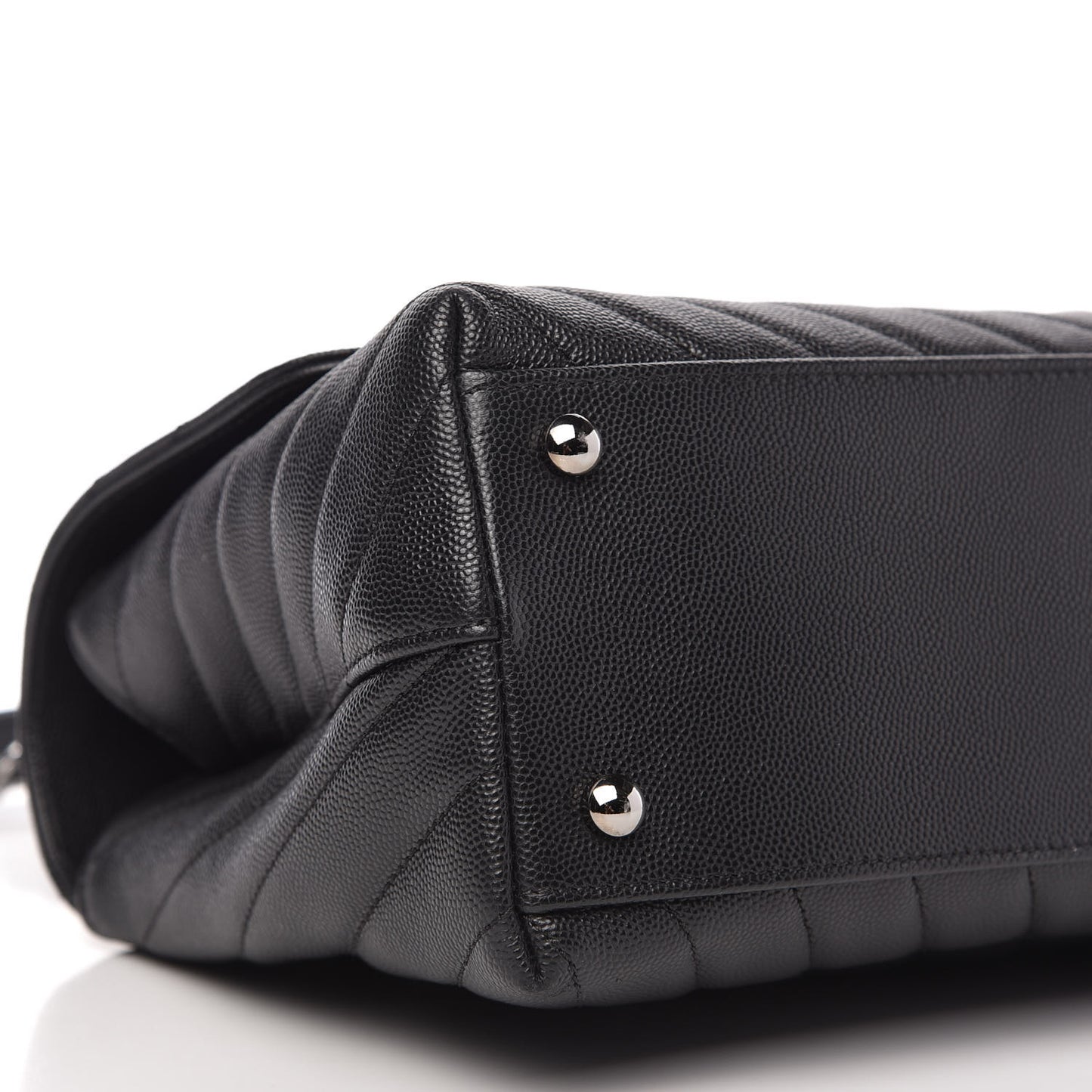 Caviar Chevron Quilted Small Coco Handle Flap Black
