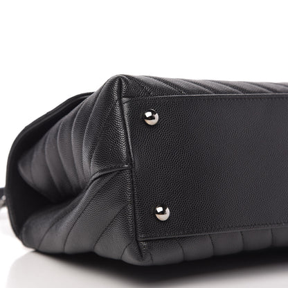 Chanel Caviar Chevron Quilted Small Coco Handle Flap Black 6 of 11