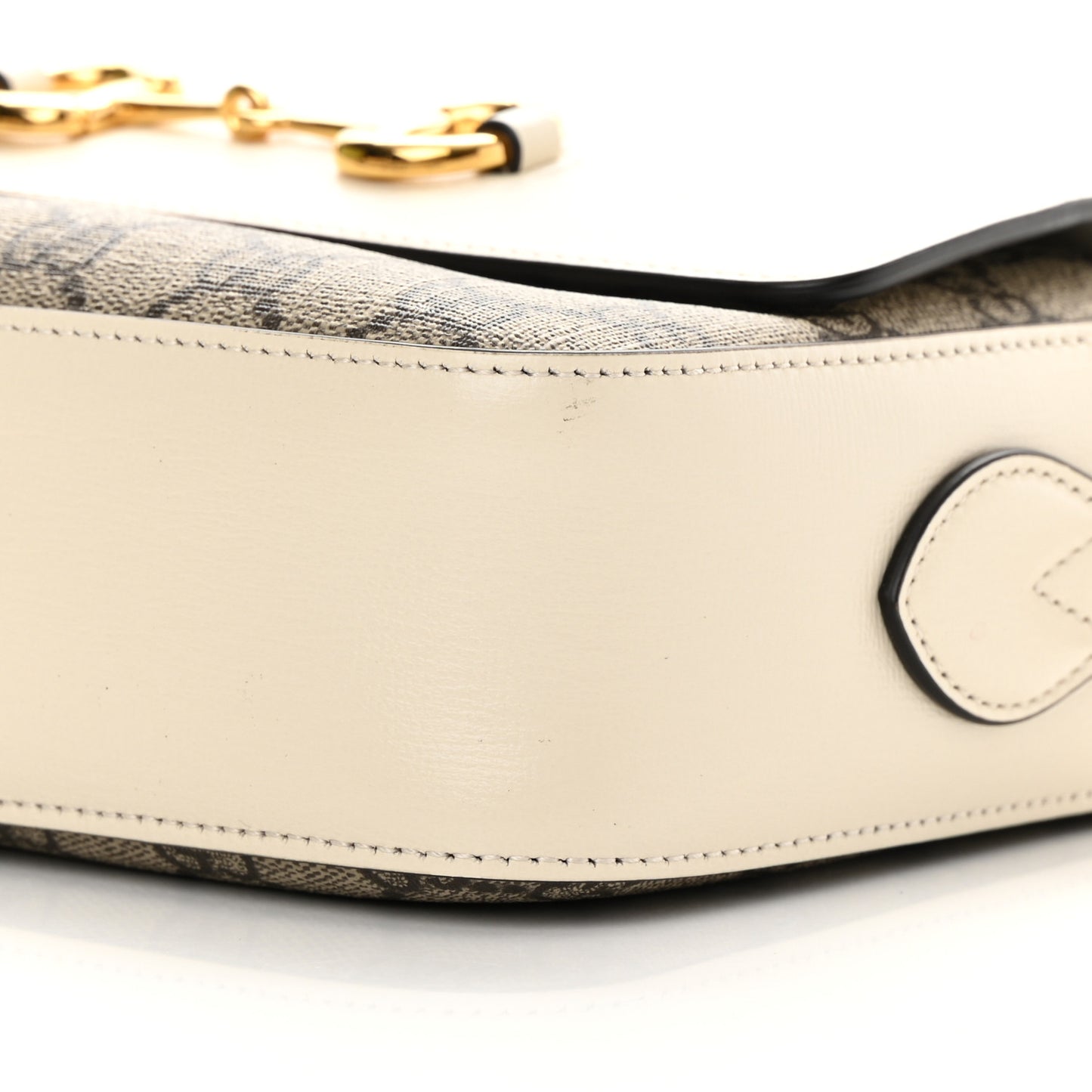 GG Supreme Monogram Small Horsebit 1955 Shoulder Bag Beige Mystic White
