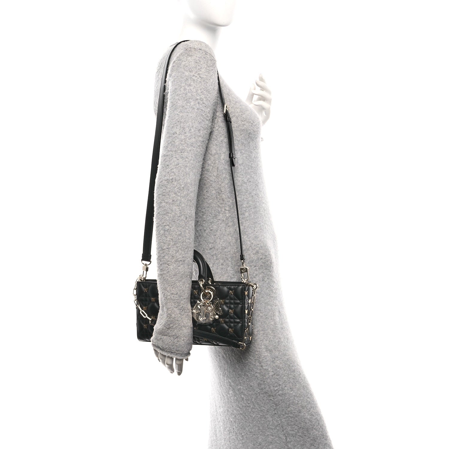 Christian Dior Lambskin Butterfly Cannage Lady D-Joy Black 2 of 10