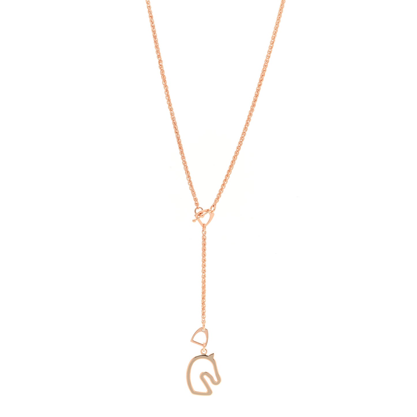 Lacquered Metal Small Tonnerre Necklace Marron Glace Rose Gold