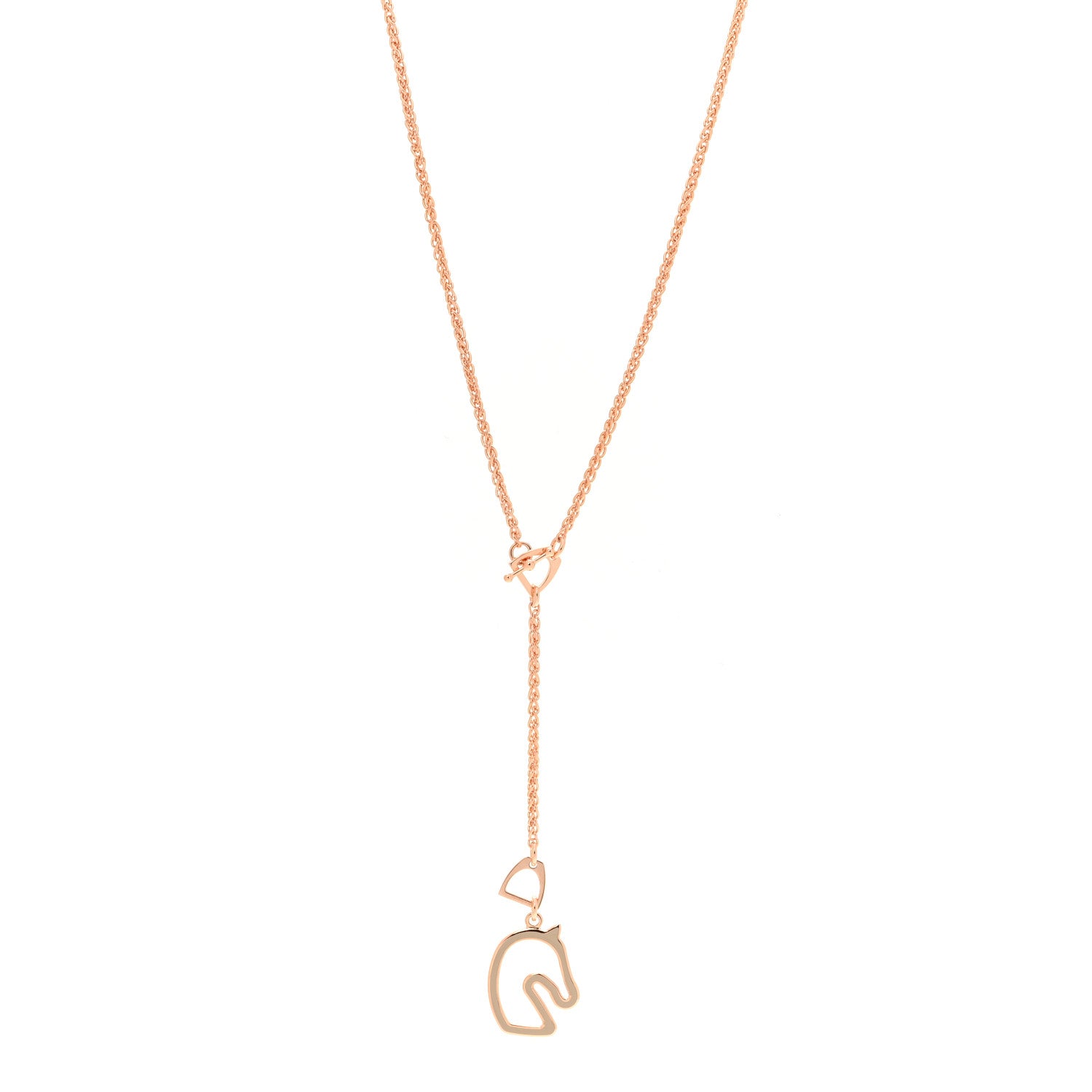 Hermes Lacquered Metal Small Tonnerre Necklace Marron Glace Rose Gold 1 of 6