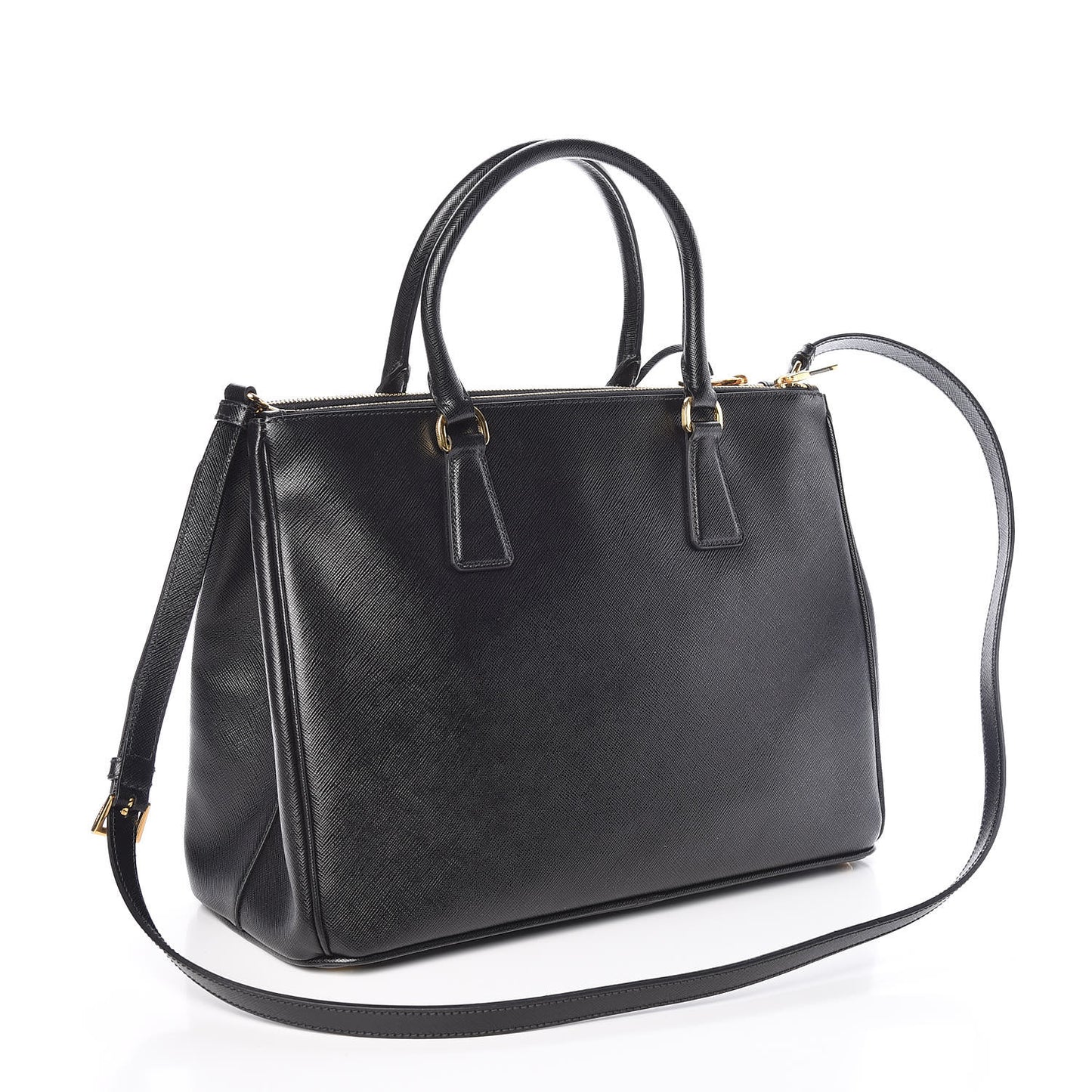 Saffiano Medium Galleria Double Zip Tote Black