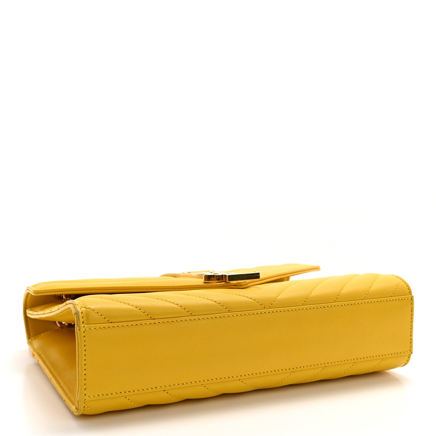 Saint Laurent Lambskin Matelasse Chevron Medium Monogram Satchel Mimosa 4 of 17