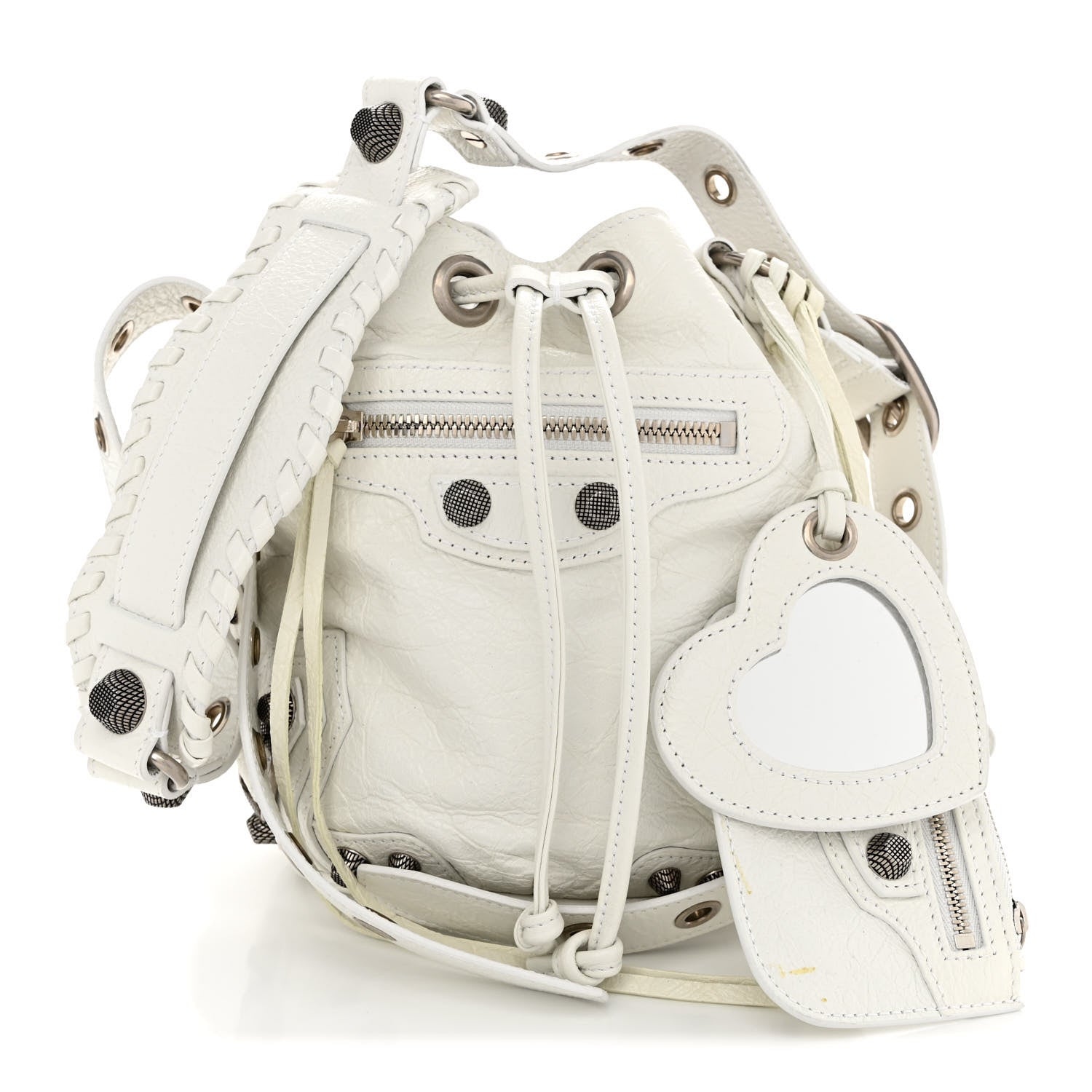 Balenciaga Agneau Arena Le Cagole Bucket Bag XS Optic White 1 of 13