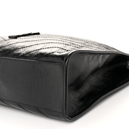 Saint Laurent Crinkled Calfskin Matelasse Monogram Large Niki Shopper Tote Black 10 of 12