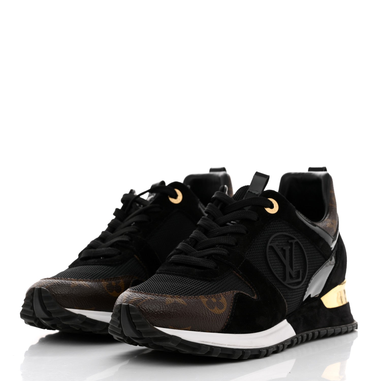 Louis Vuitton Suede Monogram Run Away Sneakers 37 Black 3 of 8