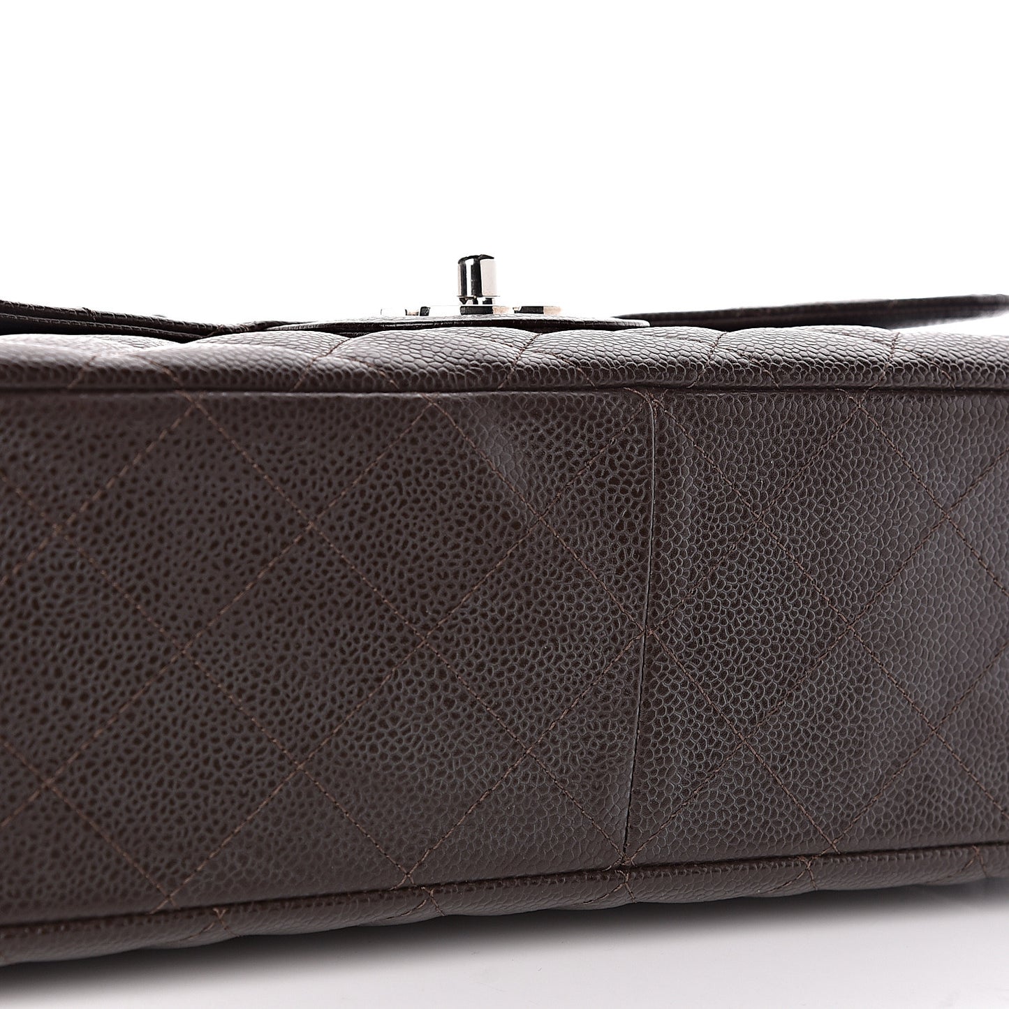 Caviar Quilted Jumbo Single Flap Dark Brown