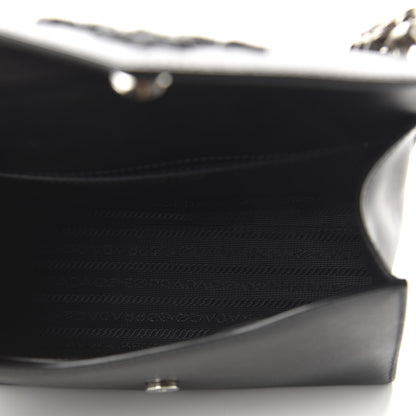 Prada Saffiano Cuir Calfskin Monochrome Envelope Flap Chain Shoulder Bag Black 5 of 9