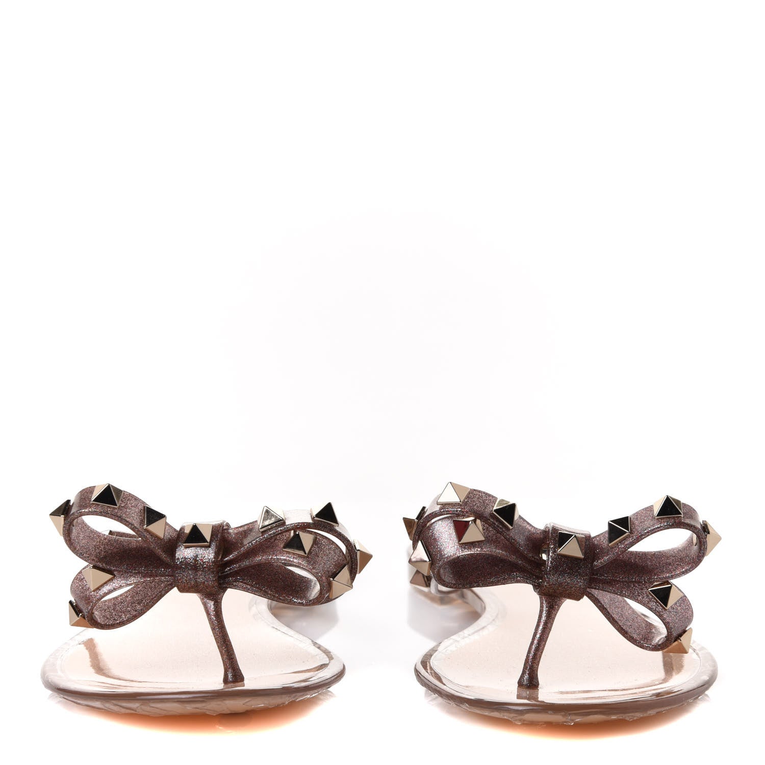 Valentino Garavani PVC Jelly Glitter Rockstud Bow Thong Sandals 36 Multicolor 4 of 18