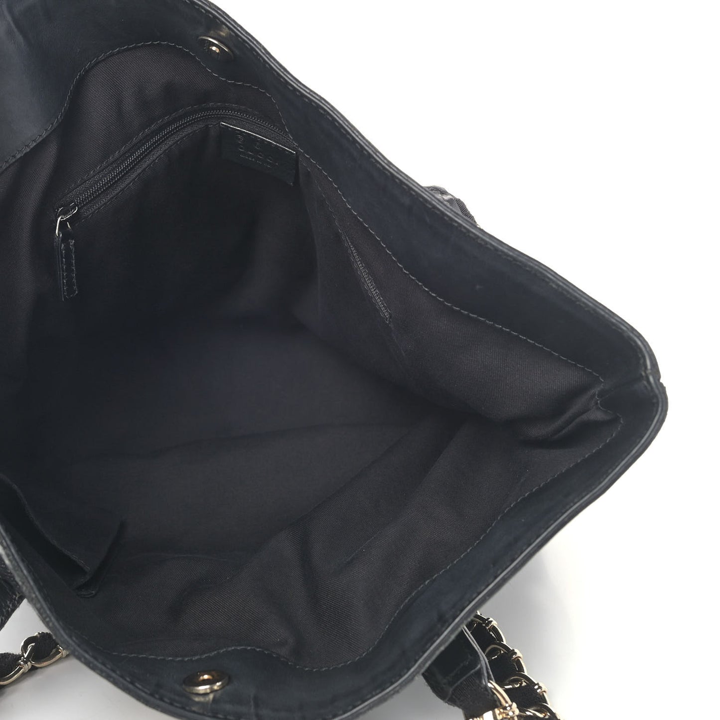 Denim Monogram Chain Bucket Tote Black